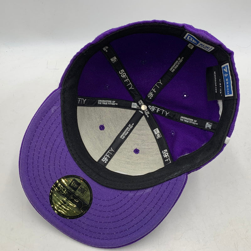 【中古品】【メンズ/レディース】 Supreme シュプリーム × NEW ERA ニューエラ 59FIFTY SOLID SIDE LOGO CAP ロゴ キャップ 帽子 185-251216-as-18-izu サイズ：7 1/2（59.6cm） カラー：パープル 万代Net店
