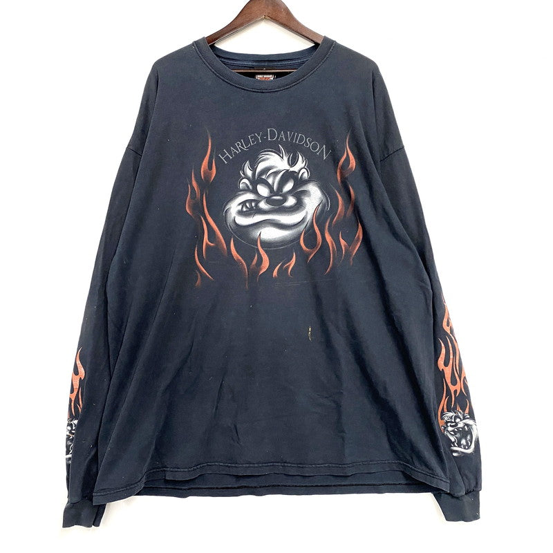 【現状渡し品】【メンズ】 HARLEY DAVIDSON ハーレーダビッドソン LOONEY TUNES FIRE LS TEE ルーニーテューンズ ロングスリーブ Tシャツ USA製 長袖 トップス 146-251216-as-22-izu サイズ：3XL カラー：ブラック 万代Net店
