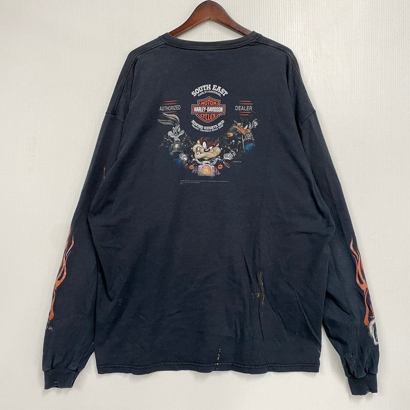 【現状渡し品】【メンズ】 HARLEY DAVIDSON ハーレーダビッドソン LOONEY TUNES FIRE LS TEE ルーニーテューンズ ロングスリーブ Tシャツ USA製 長袖 トップス 146-251216-as-22-izu サイズ：3XL カラー：ブラック 万代Net店