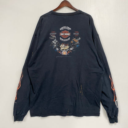 【現状渡し品】【メンズ】 HARLEY DAVIDSON ハーレーダビッドソン LOONEY TUNES FIRE LS TEE ルーニーテューンズ ロングスリーブ Tシャツ USA製 長袖 トップス 146-251216-as-22-izu サイズ：3XL カラー：ブラック 万代Net店