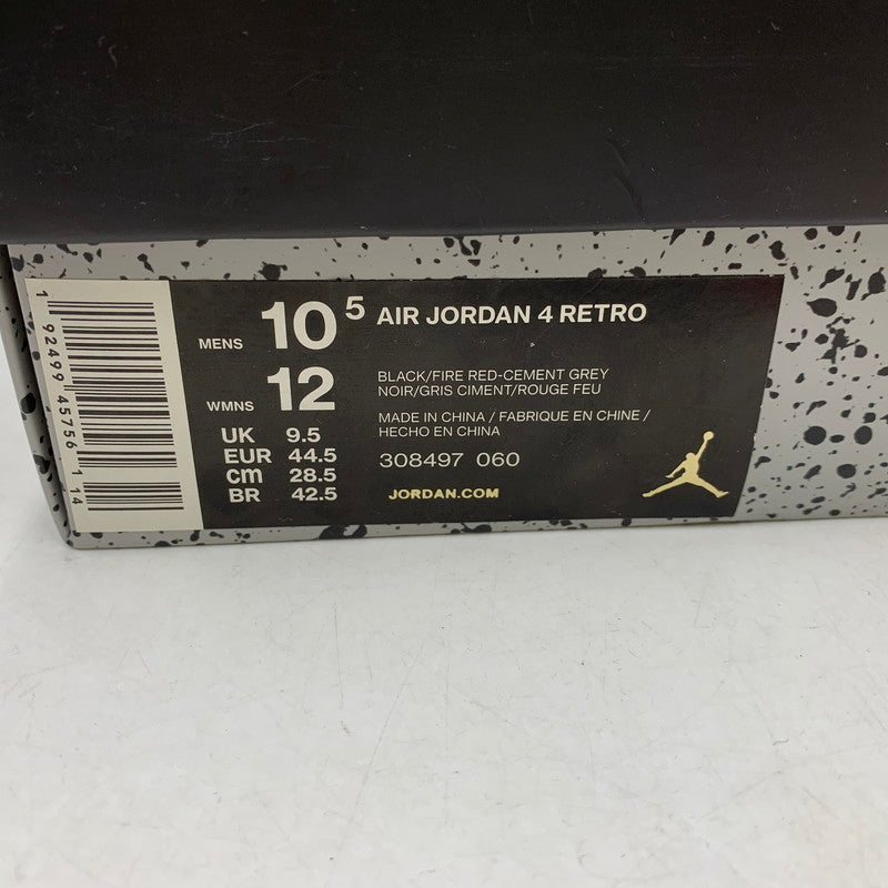 【中古品】【メンズ】 NIKE ナイキ 308497-060 AIR JORDAN 4 RETRO (2019) エアジョーダン 4レトロ スニーカー シューズ 靴 160-251216-cs-19-izu サイズ：28.5cm カラー：BLACK/FIRE RED-CEMENT GREY 万代Net店