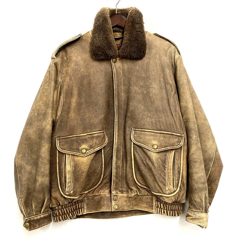 【現状渡し品】【メンズ】 USED G-1 LAMB LEATHER JACKET K1-110 ラムレザージャケット アウター 146-251216-as-24-izu サイズ：M カラー：ブラウン 万代Net店
