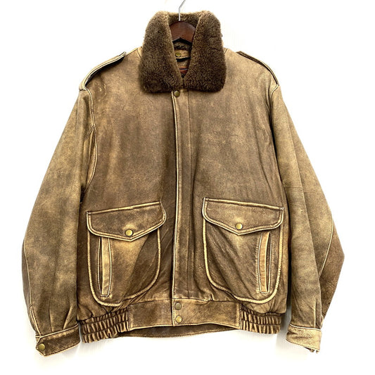 【現状渡し品】【メンズ】 USED G-1 LAMB LEATHER JACKET K1-110 ラムレザージャケット アウター 146-251216-as-24-izu サイズ：M カラー：ブラウン 万代Net店