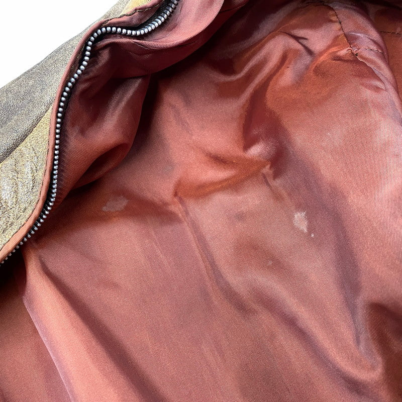 【現状渡し品】【メンズ】 USED G-1 LAMB LEATHER JACKET K1-110 ラムレザージャケット アウター 146-251216-as-24-izu サイズ：M カラー：ブラウン 万代Net店