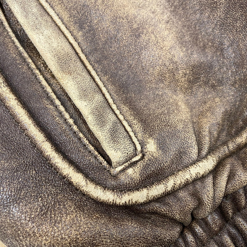 【現状渡し品】【メンズ】 USED G-1 LAMB LEATHER JACKET K1-110 ラムレザージャケット アウター 146-251216-as-24-izu サイズ：M カラー：ブラウン 万代Net店