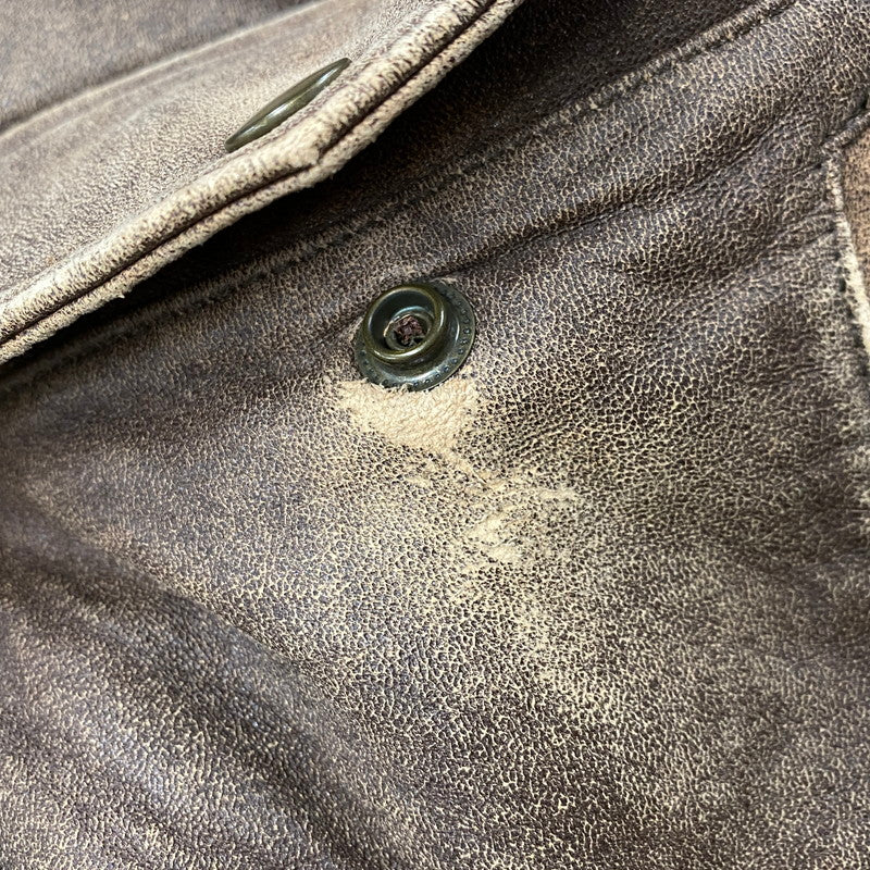 【現状渡し品】【メンズ】 USED G-1 LAMB LEATHER JACKET K1-110 ラムレザージャケット アウター 146-251216-as-24-izu サイズ：M カラー：ブラウン 万代Net店