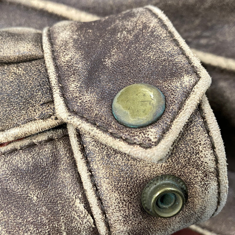 【現状渡し品】【メンズ】 USED G-1 LAMB LEATHER JACKET K1-110 ラムレザージャケット アウター 146-251216-as-24-izu サイズ：M カラー：ブラウン 万代Net店