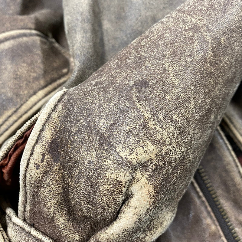 【現状渡し品】【メンズ】 USED G-1 LAMB LEATHER JACKET K1-110 ラムレザージャケット アウター 146-251216-as-24-izu サイズ：M カラー：ブラウン 万代Net店