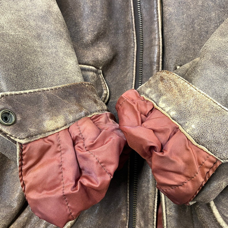 【現状渡し品】【メンズ】 USED G-1 LAMB LEATHER JACKET K1-110 ラムレザージャケット アウター 146-251216-as-24-izu サイズ：M カラー：ブラウン 万代Net店