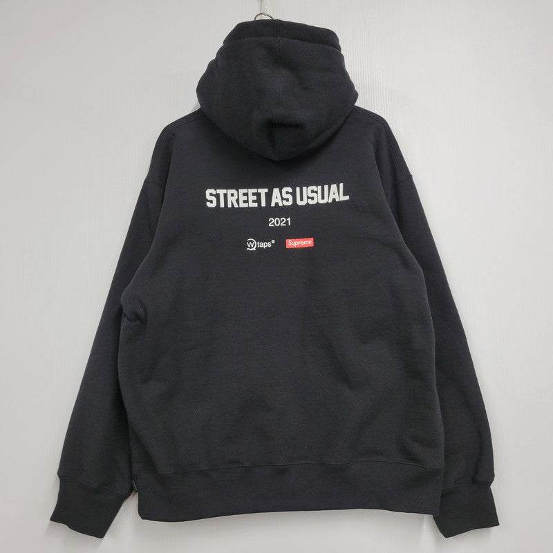 【中古美品】【メンズ】 Supreme シュプリーム × WTAPS ダブルタップス 21AW SIC'EM シック エム HOODED SWEATSHIRT フーデッド スウェットシャツ トップス パーカー 149-251218-ya-04-izu サイズ：Ｌ カラー：ブラック 万代Net店