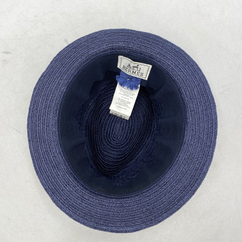 【中古品】【メンズ/レディース】 HERMES エルメス CHAPEAU CLAUDIO HAT シャポー クラウディオ ハット 帽子 服飾雑貨 183-251219-ay-04-izu サイズ：59 カラー：ブルー系 万代Net店