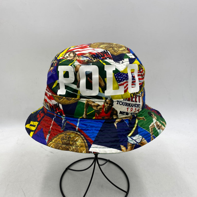 【中古品】【メンズ/レディース】 POLO RALPH LAUREN ポロ・ラルフローレン REVERSIBLE OLYMPIC HAT リバーシブル オリンピック バケットハット 帽子 服飾雑貨 185-251219-ay-05-izu カラー：グリーン/マルチ 万代Net店