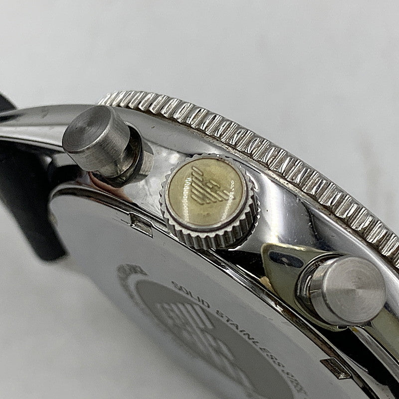 【現状渡し品】【メンズ/レディース】 EMPORIO ARMANI エンポリオ・アルマーニ AR-5856 DIVERS CHRONOGRAPH QUARTZ ダイバーズ クロノグラフ クォーツ 腕時計 時計 198-260606-ya-04-izu カラー：シルバー×ブラック 万代Net店