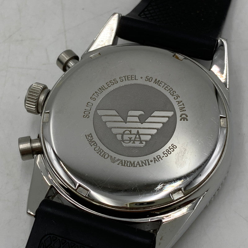 【現状渡し品】【メンズ/レディース】 EMPORIO ARMANI エンポリオ・アルマーニ AR-5856 DIVERS CHRONOGRAPH QUARTZ ダイバーズ クロノグラフ クォーツ 腕時計 時計 198-260606-ya-04-izu カラー：シルバー×ブラック 万代Net店