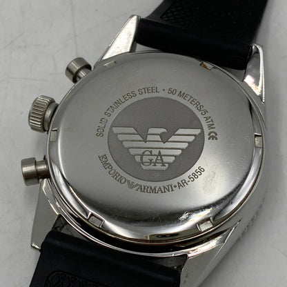 【現状渡し品】【メンズ/レディース】 EMPORIO ARMANI エンポリオ・アルマーニ AR-5856 DIVERS CHRONOGRAPH QUARTZ ダイバーズ クロノグラフ クォーツ 腕時計 時計 198-260606-ya-04-izu カラー：シルバー×ブラック 万代Net店