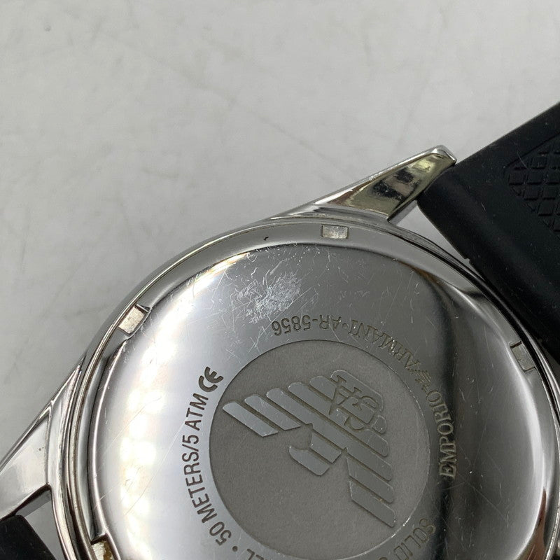 【現状渡し品】【メンズ/レディース】 EMPORIO ARMANI エンポリオ・アルマーニ AR-5856 DIVERS CHRONOGRAPH QUARTZ ダイバーズ クロノグラフ クォーツ 腕時計 時計 198-260606-ya-04-izu カラー：シルバー×ブラック 万代Net店