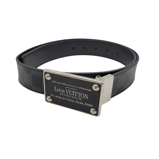 【中古品】【メンズ/レディース】 LOUIS VUITTON ルイ・ヴィトン CT5018 M9632T ダミエ・グラフィット サンチュール アンバントゥール ベルト リバーシブル 服飾雑貨 小物 アクセサリー 179-251219-ay-11-izu サイズ：85/34 カラー：シルバー×ブラック 万代Net店
