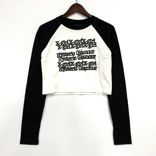 【中古品】【レディース】 X-GIRL×HYSTERIC GLAMOUR エックスガール×ヒステリック グラマー LS RAGLAN COMPACT TOP ラグラン コンパクト トップ トップス 168-251230-yn-01-izu サイズ：M カラー：ブラック×ホワイト 万代Net店