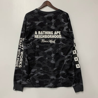 【中古品】【メンズ】 A BATHING APE × NEIGHBORHOOD ア ベイシング エイプ×ネイバーフッド 001LTE731910X CAMO LOGO LS TEE カモ ロゴ ロングスリーブ ティー トップス 長袖 142-251220-cs-17-izu サイズ：L カラー：ブラック 万代Net店