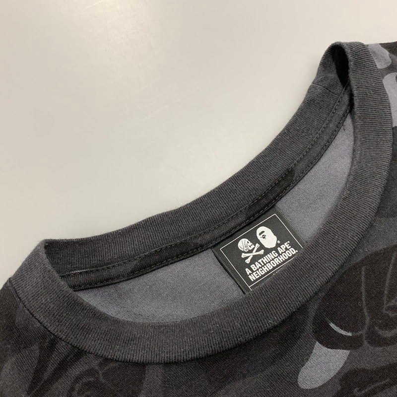 【中古品】【メンズ】 A BATHING APE × NEIGHBORHOOD ア ベイシング エイプ×ネイバーフッド 001LTE731910X CAMO LOGO LS TEE カモ ロゴ ロングスリーブ ティー トップス 長袖 142-251220-cs-17-izu サイズ：L カラー：ブラック 万代Net店