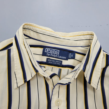 【中古品】【メンズ】 MERTON DRESS STRIPE LS SHIRT マートン ドレス ストライプ ロングスリーブ シャツ トップス 長袖 146-260201-kh-01-izu サイズ：S カラー：ベージュ系 万代Net店