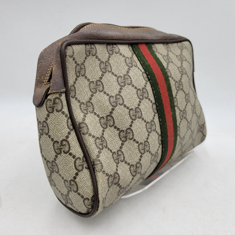 【現状渡し品】【メンズ/レディース】 OLD GUCCI オールドグッチ 89.01.012 シェリーライン GGプラス ポーチ カバン バッグ 鞄 180-251223-as-03-izu カラー：ブラウン系 万代Net店