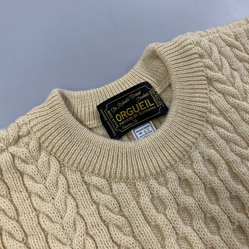 【中古品】【メンズ】 ORGUEIL オルゲイユ OR-4026 CABLE KNIT SWEATER ケーブル ニット セーター トップス 長袖 145-251222-cs-13-izu サイズ：42 カラー：ベージュ 万代Net店