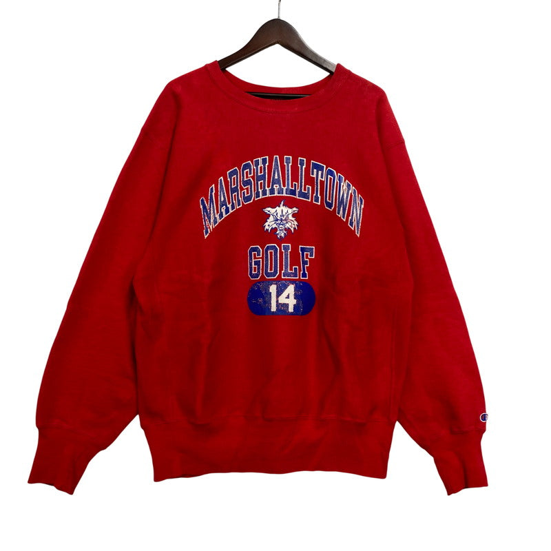 【現状渡し品】【メンズ】 Champion チャンピオン 刺繍タグ 90S MARSHALLTOWN GOLF 14 4段プリント REVERSE WEAVE SWEATSHIRT リバース ウィーブ スウェットシャツ トップス 長袖 146-251223-cs-01-izu サイズ：XL カラー：レッド 万代Net店