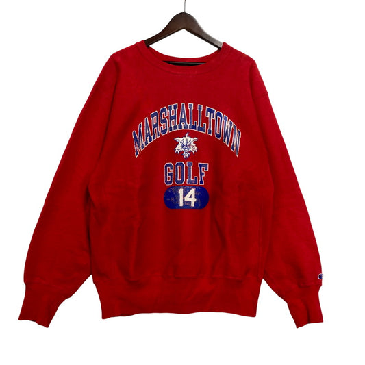【現状渡し品】【メンズ】 Champion チャンピオン 刺繍タグ 90S MARSHALLTOWN GOLF 14 4段プリント REVERSE WEAVE SWEATSHIRT リバース ウィーブ スウェットシャツ トップス 長袖 146-251223-cs-01-izu サイズ：XL カラー：レッド 万代Net店