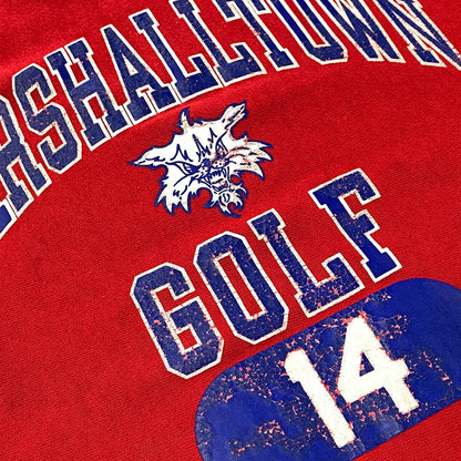 【現状渡し品】【メンズ】 Champion チャンピオン 刺繍タグ 90S MARSHALLTOWN GOLF 14 4段プリント REVERSE WEAVE SWEATSHIRT リバース ウィーブ スウェットシャツ トップス 長袖 146-251223-cs-01-izu サイズ：XL カラー：レッド 万代Net店
