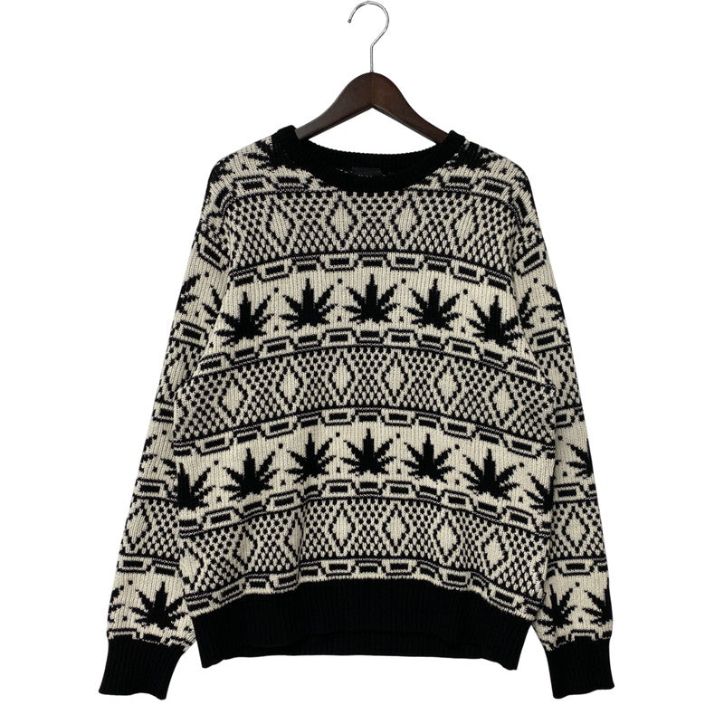 【中古品】【メンズ】 KN00523 APRES CREWNECK SWEATER アプレ クルーネック セーター ニット トップス 142-260106-kh-05-izu サイズ：M カラー：ブラック×ホワイト 万代Net店