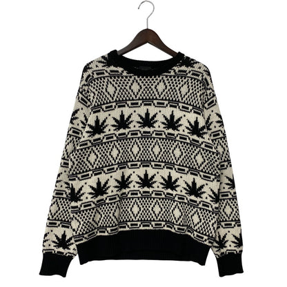 【中古品】【メンズ】 KN00523 APRES CREWNECK SWEATER アプレ クルーネック セーター ニット トップス 142-260106-kh-05-izu サイズ：M カラー：ブラック×ホワイト 万代Net店