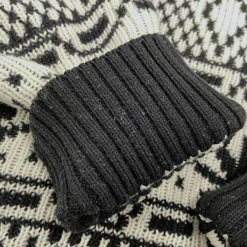 【中古品】【メンズ】 KN00523 APRES CREWNECK SWEATER アプレ クルーネック セーター ニット トップス 142-260106-kh-05-izu サイズ：M カラー：ブラック×ホワイト 万代Net店