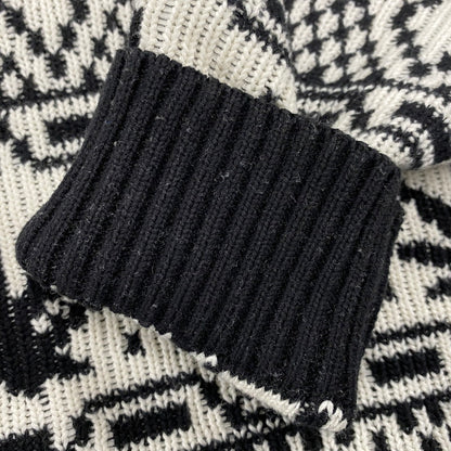 【中古品】【メンズ】 KN00523 APRES CREWNECK SWEATER アプレ クルーネック セーター ニット トップス 142-260106-kh-05-izu サイズ：M カラー：ブラック×ホワイト 万代Net店