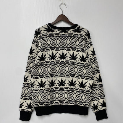 【中古品】【メンズ】 KN00523 APRES CREWNECK SWEATER アプレ クルーネック セーター ニット トップス 142-260106-kh-05-izu サイズ：M カラー：ブラック×ホワイト 万代Net店