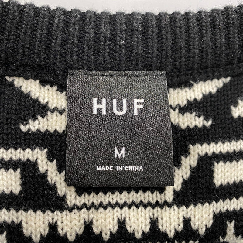 【中古品】【メンズ】 KN00523 APRES CREWNECK SWEATER アプレ クルーネック セーター ニット トップス 142-260106-kh-05-izu サイズ：M カラー：ブラック×ホワイト 万代Net店