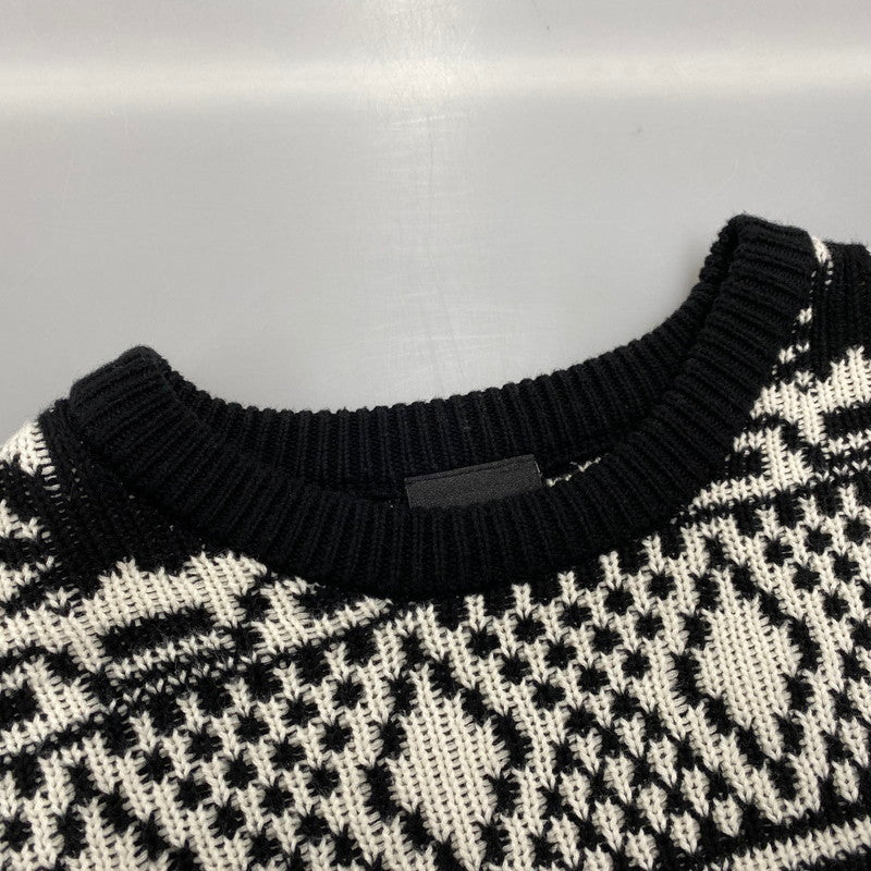 【中古品】【メンズ】 KN00523 APRES CREWNECK SWEATER アプレ クルーネック セーター ニット トップス 142-260106-kh-05-izu サイズ：M カラー：ブラック×ホワイト 万代Net店