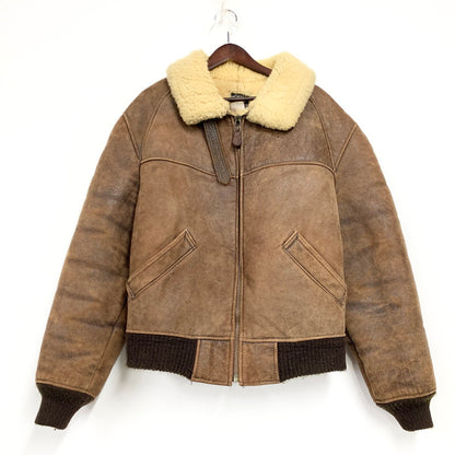 【現状渡し品】【メンズ】 AC-17755 USA製 80S TYPE B-6 MOUTON FLIGHT JACKET ムートン フライト ジャケット アウター 146-260106-ya-10-izu サイズ：40 カラー：ブラウン 万代Net店