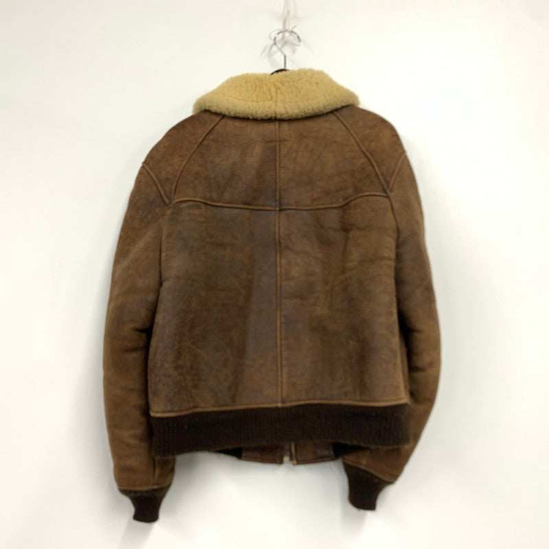 【現状渡し品】【メンズ】 AC-17755 USA製 80S TYPE B-6 MOUTON FLIGHT JACKET ムートン フライト ジャケット アウター 146-260106-ya-10-izu サイズ：40 カラー：ブラウン 万代Net店
