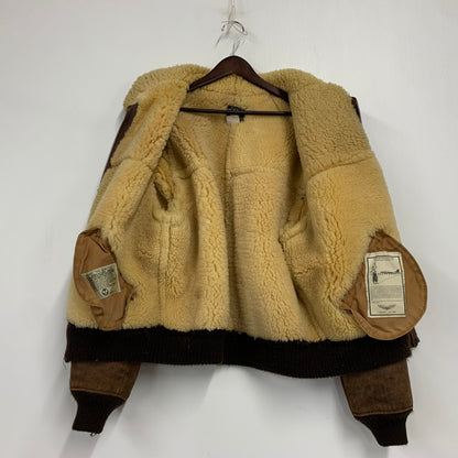 【現状渡し品】【メンズ】 AC-17755 USA製 80S TYPE B-6 MOUTON FLIGHT JACKET ムートン フライト ジャケット アウター 146-260106-ya-10-izu サイズ：40 カラー：ブラウン 万代Net店