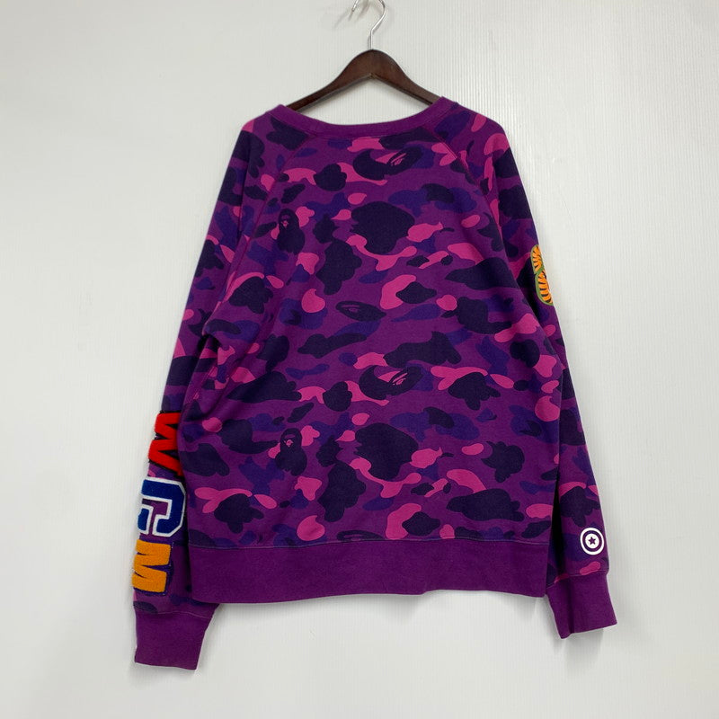 【中古品】【メンズ】 001SWJ201003M COLOR CAMO カラーカモ EMBROIDERY エンブロイダリー SHARK CREWNECK シャーク クルーネック SWEATSHIRT スウェットシャツ トップス トレーナー 142-260106-ya-09-izu サイズ：XL カラー：パープル 万代Net店