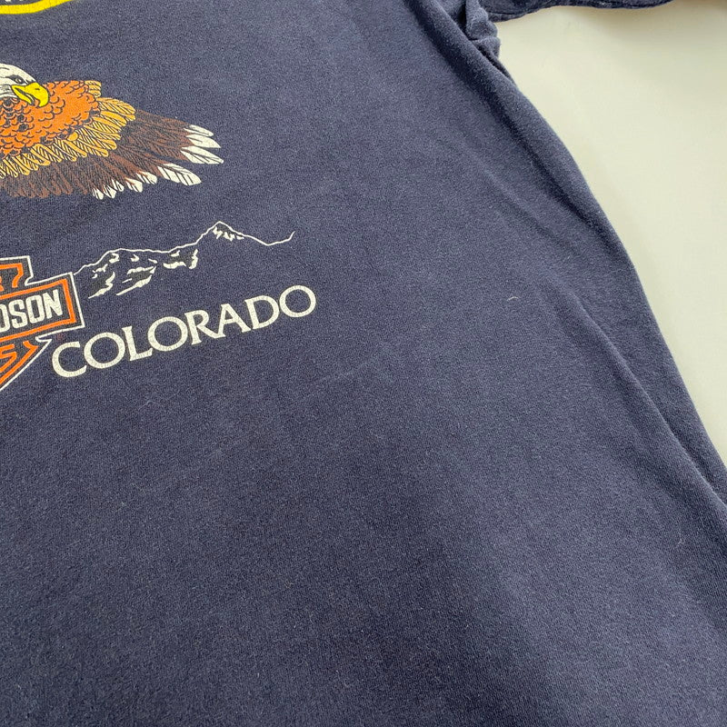【中古品】【メンズ】 HARLEY-DAVIDSON ハーレーダビッドソン USA製 00S FLAME LS TEE フレイム ロングスリーブ Tシャツ トップス 長袖 146-260107-cs-10-izu サイズ：XL カラー：ネイビー 万代Net店
