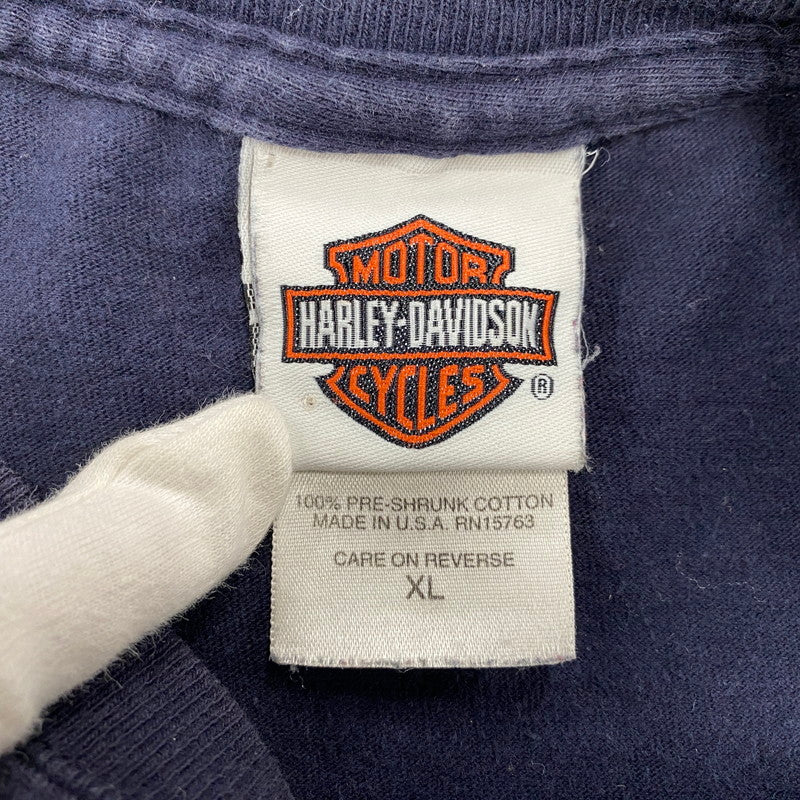 【中古品】【メンズ】 HARLEY-DAVIDSON ハーレーダビッドソン USA製 00S FLAME LS TEE フレイム ロングスリーブ Tシャツ トップス 長袖 146-260107-cs-10-izu サイズ：XL カラー：ネイビー 万代Net店