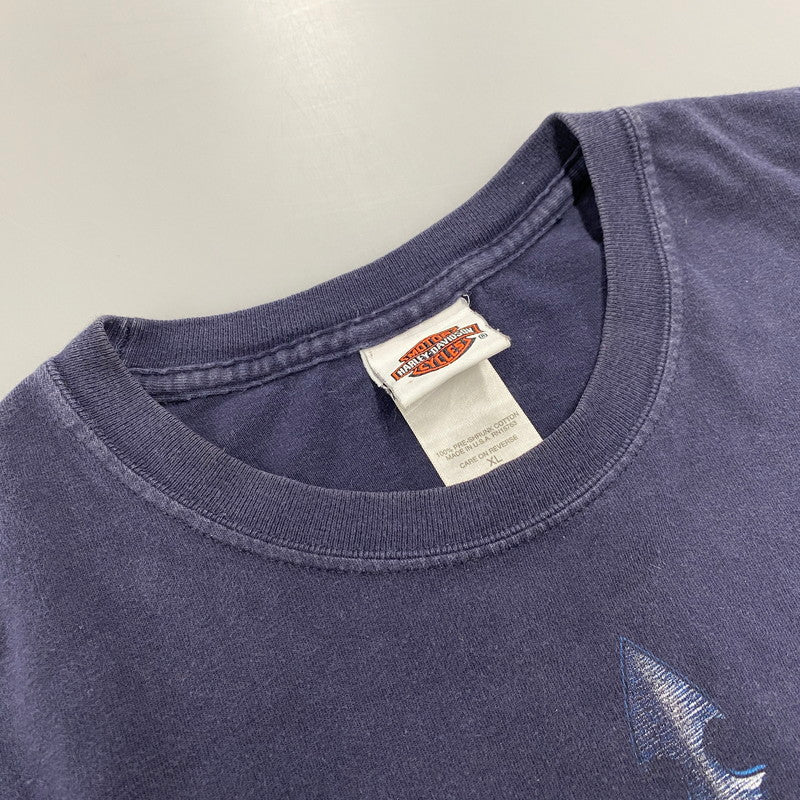 【中古品】【メンズ】 HARLEY-DAVIDSON ハーレーダビッドソン USA製 00S FLAME LS TEE フレイム ロングスリーブ Tシャツ トップス 長袖 146-260107-cs-10-izu サイズ：XL カラー：ネイビー 万代Net店