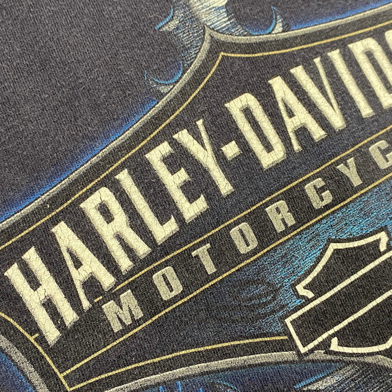 【中古品】【メンズ】 HARLEY-DAVIDSON ハーレーダビッドソン USA製 00S FLAME LS TEE フレイム ロングスリーブ Tシャツ トップス 長袖 146-260107-cs-10-izu サイズ：XL カラー：ネイビー 万代Net店