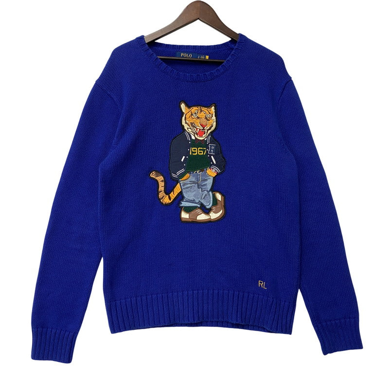 【中古品】【メンズ】 710838668001 TIGER BEAR KNIT タイガー ベア ニット トップス 長袖 147-260107-cs-09-izu サイズ：S カラー：ロイヤルブルー 万代Net店
