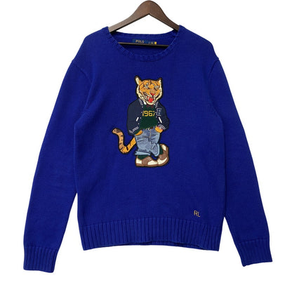【中古品】【メンズ】 710838668001 TIGER BEAR KNIT タイガー ベア ニット トップス 長袖 147-260107-cs-09-izu サイズ：S カラー：ロイヤルブルー 万代Net店