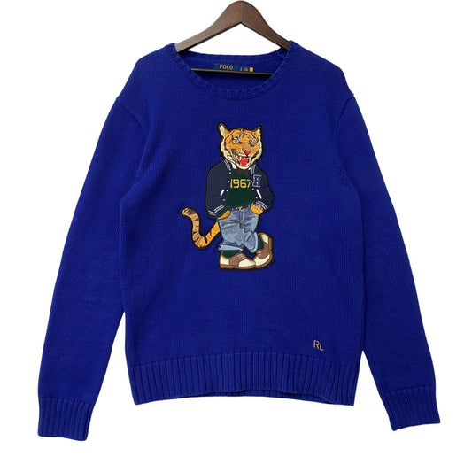 【中古品】【メンズ】 710838668001 TIGER BEAR KNIT タイガー ベア ニット トップス 長袖 147-260107-cs-09-izu サイズ：S カラー：ロイヤルブルー 万代Net店