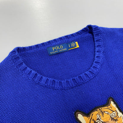 【中古品】【メンズ】 710838668001 TIGER BEAR KNIT タイガー ベア ニット トップス 長袖 147-260107-cs-09-izu サイズ：S カラー：ロイヤルブルー 万代Net店