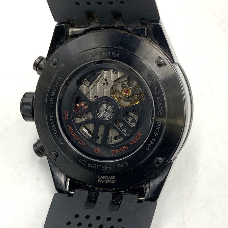【現状渡し品】【メンズ/レディース】 TAG HEUER タグホイヤー CAR2A90 カレラ キャリバーホイヤー01 クロノグラフ 自動巻き腕時計 時計 195-260107-cs-15-izu カラー：ブラック 万代Net店